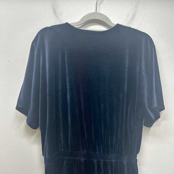 Saturday Sunday Anthropologie Blue Velour jumpsuit medium - Picture 9 of 11